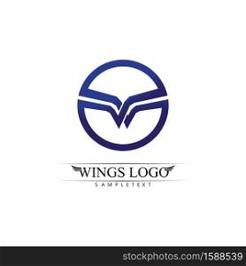 Falcon, eagle Logo and wings Template vector illustration design icon