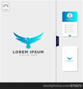 falcon flying bird logo template vector illustration, free business card design template. falcon flying bird logo template vector illustration, free business card design