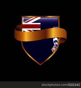 Falkland Islands flag Golden badge design vector
