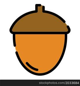 Fall acorn icon. Outline fall acorn vector icon color flat isolated. Fall acorn icon color outline vector