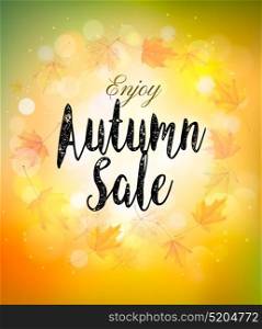 Fall Autumn Colorful Sale Background. Vector.