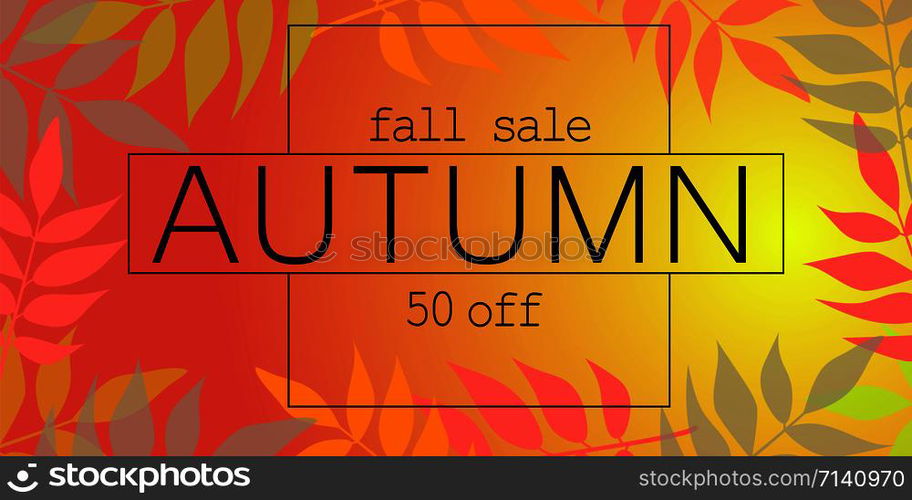 Fall autumn sale banner horizontal. Flat illustration of vector fall autumn sale banner horizontal for web design. Fall autumn sale banner horizontal, flat style