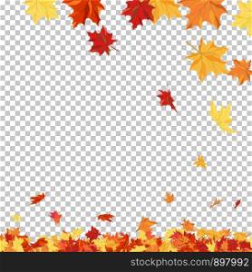 Fall (Autumn) Theme With Maple Leaves. Transparency Grid Background Design. Vector Illustration.
