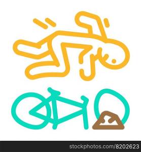 fall bike man accident color icon vector. fall bike man accident sign. isolated symbol illustration. fall bike man accident color icon vector illustration
