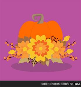 fall, car, pumpkin, bottom, yellow, flower, 07, Vector, illustration, car