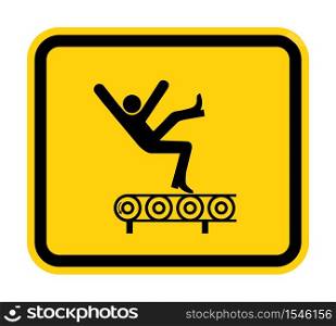 Fall Hazard From Conveyor Symbol Sign Isolate on White Background,Vector Illustration