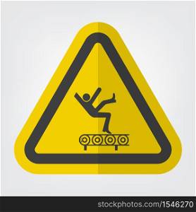 Fall Hazard From Conveyor Symbol Sign Isolate On White Background,Vector Illustration