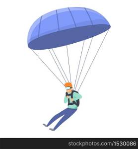 Fall parachuting icon. Cartoon of fall parachuting vector icon for web design isolated on white background. Fall parachuting icon, cartoon style