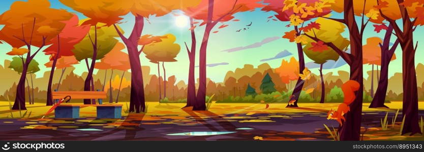 Fall park or forest panorama autumn landscape vector image