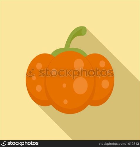 Fall pumpkin icon. Flat illustration of fall pumpkin vector icon for web design. Fall pumpkin icon, flat style