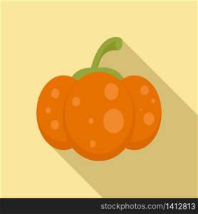 Fall pumpkin icon. Flat illustration of fall pumpkin vector icon for web design. Fall pumpkin icon, flat style