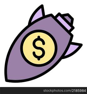 Fall rocket money icon. Outline fall rocket money vector icon color flat isolated. Fall rocket money icon color outline vector