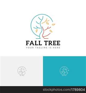 Fall Tree Autumn Season Nature Circle Line Logo