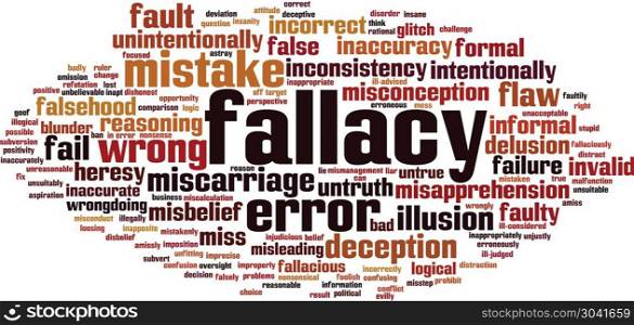 Fallacy word cloud concept. Vector illustration