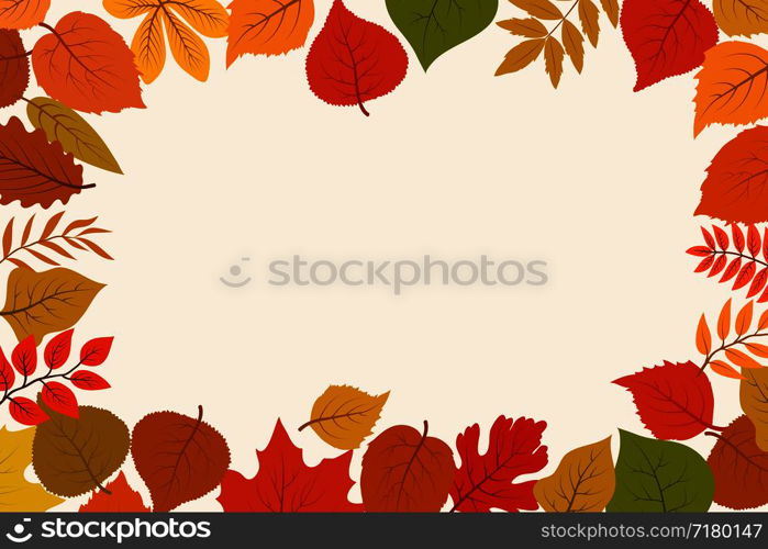 Fallen gold and red autumn forest leaves. October nature leaf border vector abstract background. Leaf gold orange season, banner and poster foliage illustration. Fallen gold and red autumn forest leaves. October nature leaf border vector abstract background