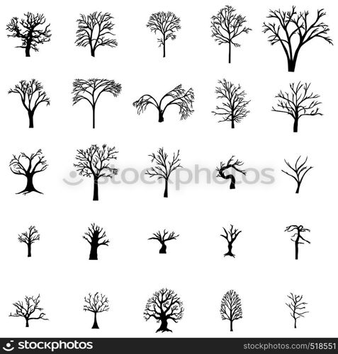 Fallen Tree silhouette set isolated on white background. Fallen Tree silhouette set