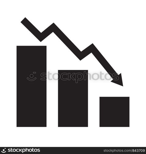 falling chart icon on white background. flat style. falling chart icon for your web site design, logo, app, UI. falling arrow chart symbol. Declining bar chart sign.