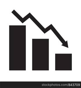 falling chart icon on white background. flat style. falling chart icon for your web site design, logo, app, UI. falling arrow chart symbol. Declining bar chart sign.