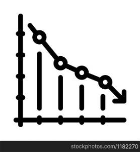 Falling Chart Icon Vector. Outline Falling Chart Sign. Isolated Contour Symbol Illustration. Falling Chart Icon Vector Outline Illustration