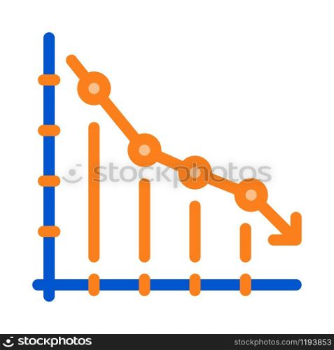 Falling Chart Icon Vector. Outline Falling Chart Sign. Isolated Contour Symbol Illustration. Falling Chart Icon Vector Outline Illustration