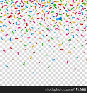 Falling confetti isolated on checkered background. celebration party holiday decoration. Confetti decoration to birthday and xmas, effect of glitter confetti illustration. Falling confetti isolated on checkered background. celebration party holiday decoration