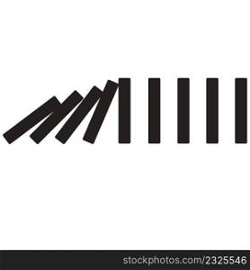 falling dominoes on white background. domino effect sign. flat style.