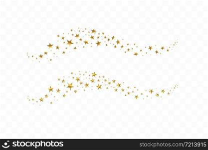Falling golden stars. Cloud of golden stars isolated on transparent background. Vector illustration.. Falling golden stars. Cloud of golden stars isolated on transparent background. Vector illustration