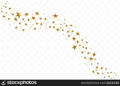 Falling golden stars. Cloud of golden stars isolated on transparent background. Vector illustration.. Falling golden stars. Cloud of golden stars isolated on transparent background. Vector illustration