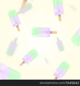 Falling ice cream popsicles green and lilac pastel colors vector background. Stock illustration. Falling ice cream popsicles green and lilac pastel colors background. Vector stock illustration