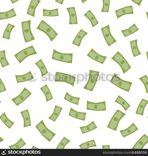 Falling Money Vector Illustration Flat Design.. Rain from money seamless background vector. Falling banknotes in flat design. Getting maximum profit idea. Cash for all purposes. Illustration for credit, savings, charitable concepts