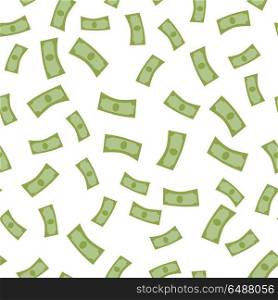 Falling Money Vector Illustration Flat Design.. Rain from money seamless background vector. Falling banknotes in flat design. Getting maximum profit idea. Cash for all purposes. Illustration for credit, savings, charitable concepts