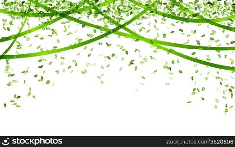 falling oval confetti and ribbons with green color. falling green confetti