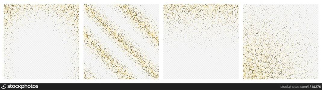 Falling particles. Confetti on transparent background. Celebration banners for festival, birthday party vector kit. Glitter confetti falling on banner transparent, decoration celebration illustration. Falling particles. Confetti on transparent background. Celebration banners for festival, birthday party vector kit