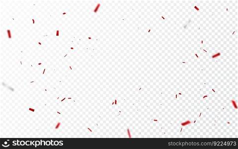 Falling red confetti on transparent background	
