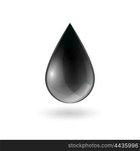 Falling Single Oil Drop. Falling single oil drop of black shiny color on white background isolated vector illustration