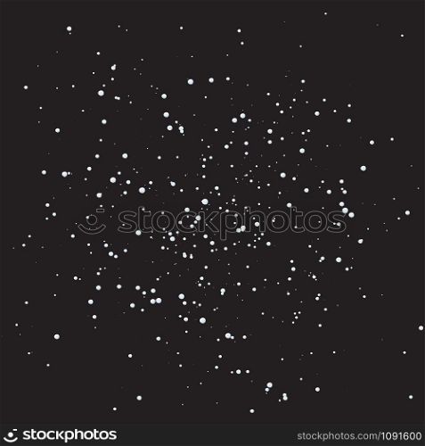Falling snow on black background. Vector illustration snowfall Eps 10. Abstract snowflake background. Fall of snow for christmas, new year and winter card.