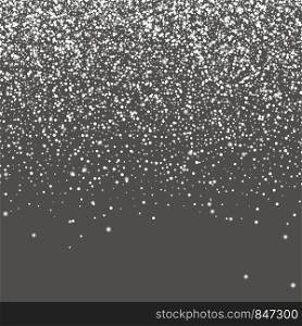 Falling snow on gray background. Realistic falling snowflakes. Christmas and New Year design. Vector illustration. Falling snow on gray background. Realistic falling snowflakes. Christmas and New Year design