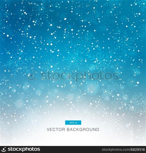 falling snow on the blue background vector