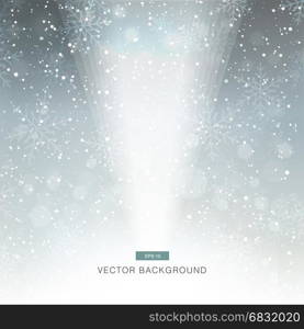 falling snow on the grey background with light vector