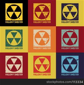 Fallout Shelter. Vintage Nuclear Symbol. Radioactive Zone Sign. Vector Illustration. Fallout Shelter. Vintage Nuclear Symbol. Radioactive Zone Sign. Vector