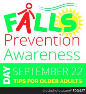 Falls Prevention Awareness Day celebrated in USA in 22 September. Letter A is symbol of falling man. Flat concept vector on green background for banner, web, flyer.. Falls Prevention Awareness Day celebrated in USA in 22 September. Letter A is symbol of falling man.