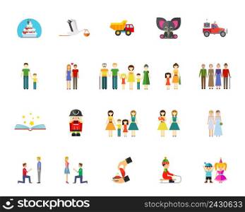 Family and generation icon set. Can be used for topics like togetherness, marriage, family members, wedding