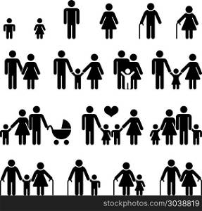 Family and people vector icons. Family and people vector icons. Father and mother with boy and girl illustration