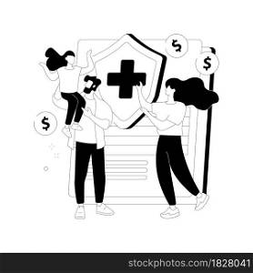 Family benefit abstract concept vector illustration. Family tax benefit, payment per child, help with raising children, economic support, insurance agent, piggy bank, money abstract metaphor.. Family benefit abstract concept vector illustration.