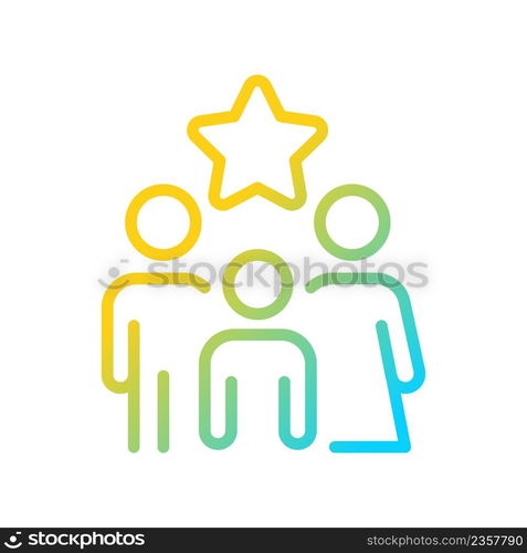 Family bonus gradient linear vector icon. Encouraging existing customers. Exclusive offer for family members. Thin line color symbol. Modern style pictogram. Vector isolated outline drawing. Family bonus gradient linear vector icon