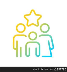 Family bonus gradient linear vector icon. Encouraging existing customers. Exclusive offer for family members. Thin line color symbol. Modern style pictogram. Vector isolated outline drawing. Family bonus gradient linear vector icon