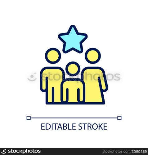 Family bonus pixel perfect RGB color icon. Encouraging existing customer. Exclusive offer for family members. Isolated vector illustration. Simple filled line drawing. Editable stroke. Arial font used. Family bonus pixel perfect RGB color icon