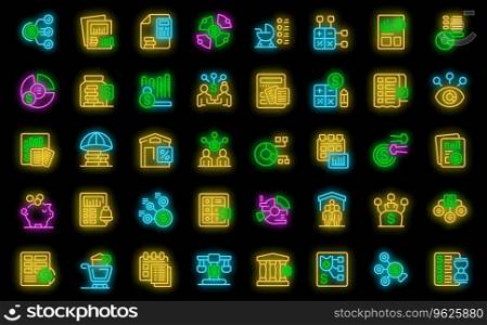 Family budget icons set outline vector. Family personal. Plan debt neon color on black. Family budget icons set vector neon