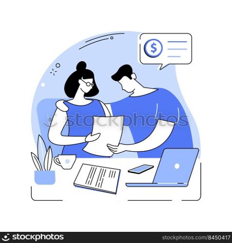 Family budget planning isolated cartoon vector illustrations. Young couple planning budget and looking through bank accounts together, financial affairs, money management vector cartoon.. Family budget planning isolated cartoon vector illustrations.