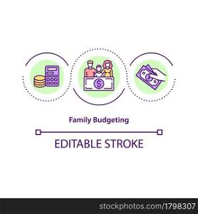 Family budgeting concept icon. Financial income and expenses calculation. Money management abstract idea thin line illustration. Vector isolated outline color drawing. Editable stroke. Family budgeting concept icon